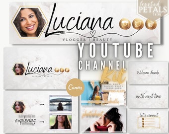 YouTube Channel Kit - Overlay - Branding Kit with Banner, Intro, Outro, Thumbnails, End Card - Editable in Canva -  Minimalist
