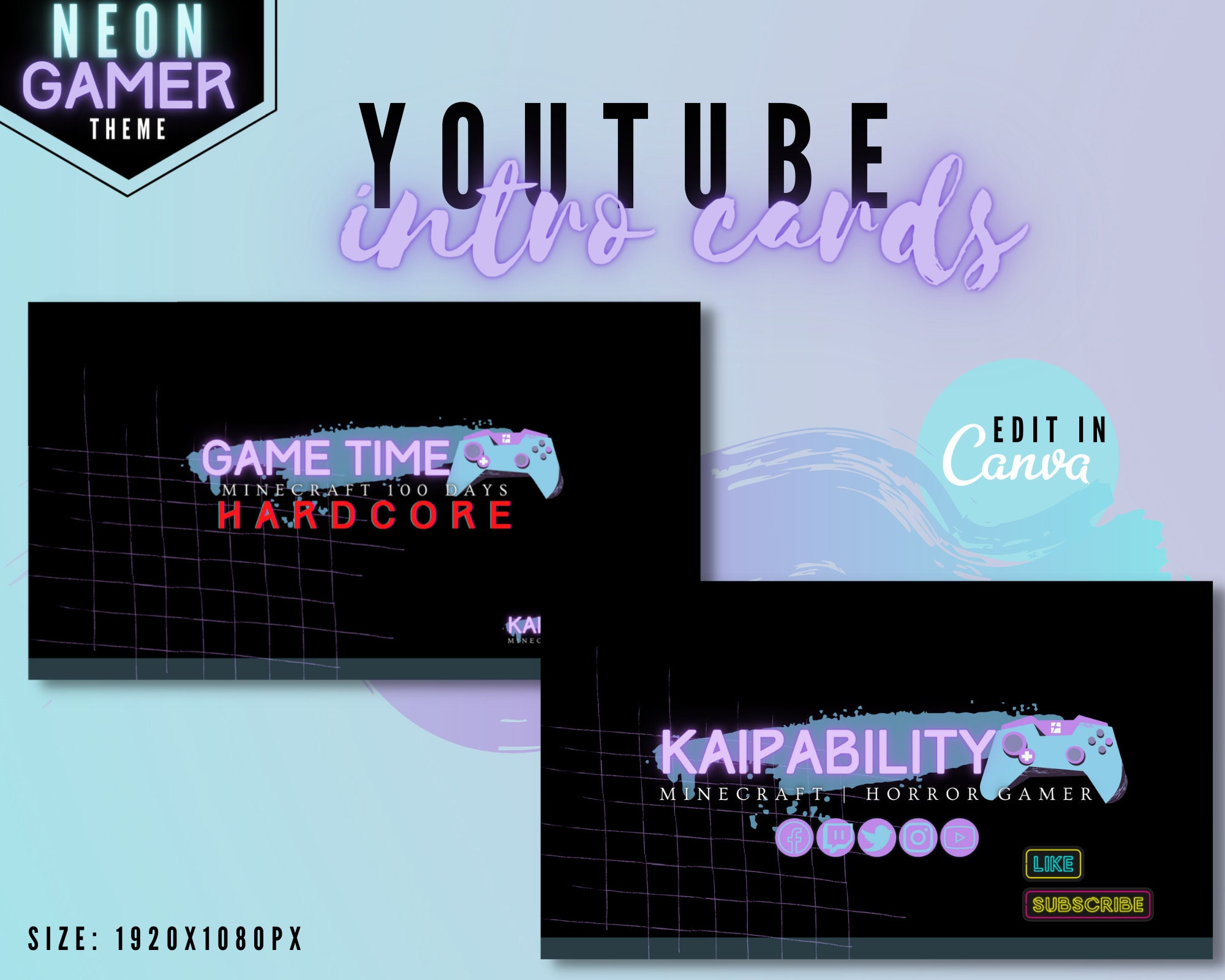 Gaming Channel Kit Gamer Intro Neon Branding 