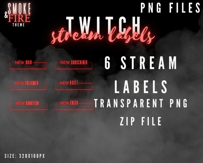 Streamer Label Smoke Red Animated Twitch Streaming Package Labels Panels - Etsy