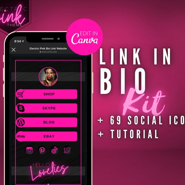 Link In Bio Template - Social Media Landing Page - Instagram, Tik Tok Linktree Alternative - Custom Canva - No Website for IG, Insta, Tiktok