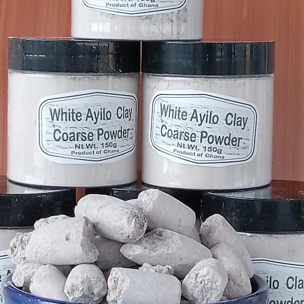 White smoked Ayilo Clay crumbs  broken pieces,Ayilo cracked pieces (2 lbs) White Ayilo Clay coarse powder (150g)