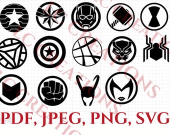 Marvel Icons, MCU Icons, Marvel Logos, Super Hero Logos, Avengers Icons, Avengers Logos, Comic Logos, Digital Download, Instant Download