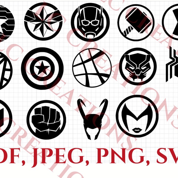 Marvel Icons, MCU Icons, Marvel Logos, Super Hero Logos, Avengers Icons, Avengers Logos, Comic Logos, Digital Download, Instant Download
