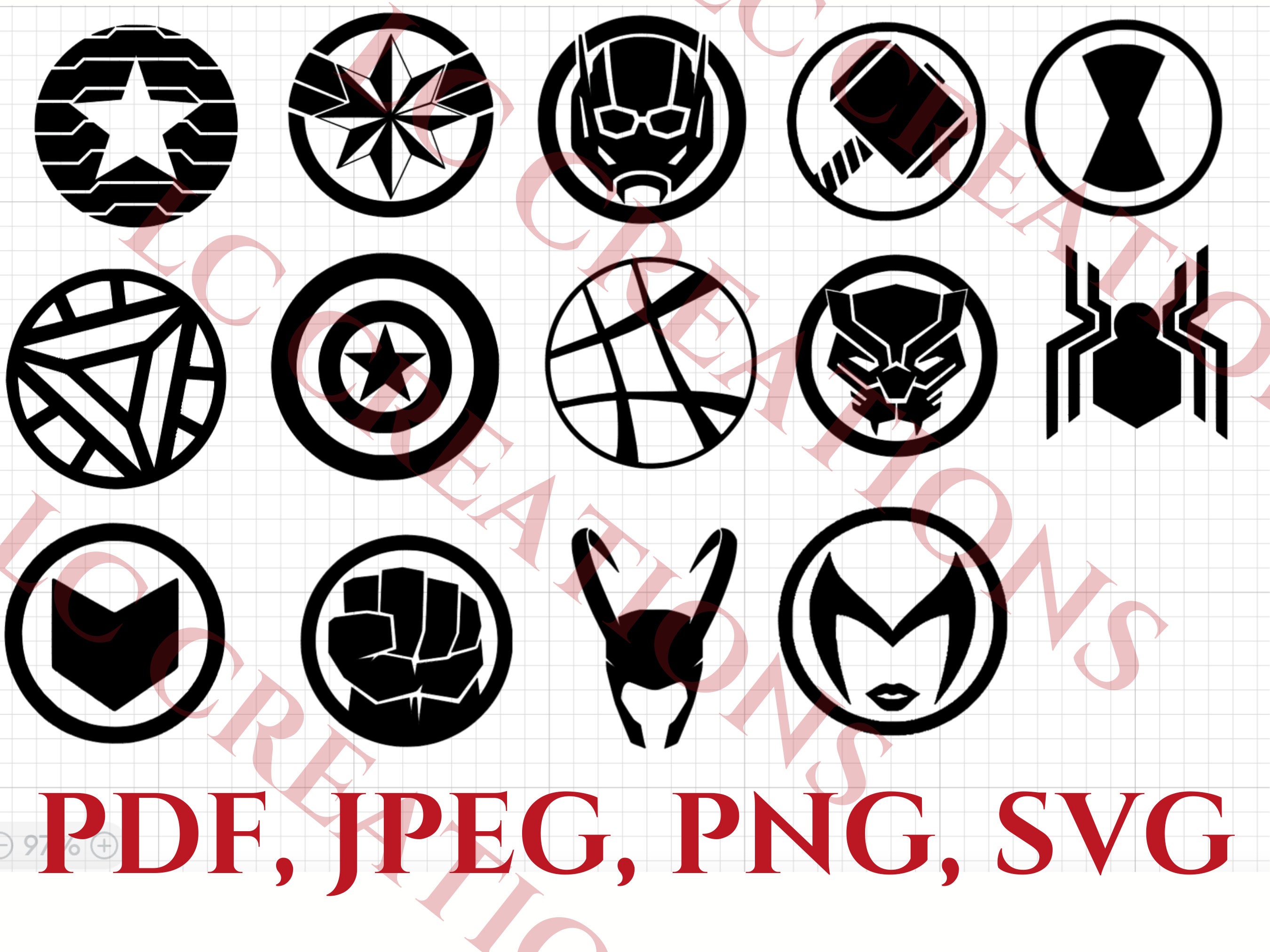 Marvel Icons MCU Icons Marvel Logos Super Hero Logos - Etsy Finland