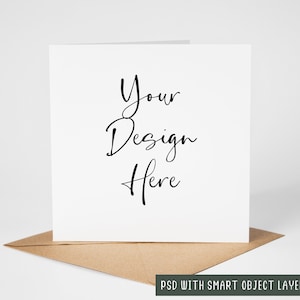 Minimale vierkante staande portret wenskaart mockup, PSD mock-up met slimme objectlaag en digitale JPEG-mock-up downloaden