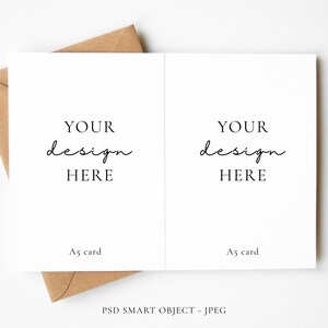 Minimal UK A5 Open Greeting Card Mockup Portrait, Display Message Inside Card, PSD Smart Object Layer and JPEG Digital Mock-up Download