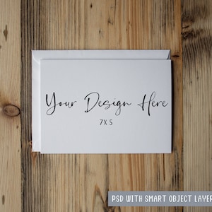 Mockup di biglietto d'auguri bianco orizzontale 7x5, Mock-up di livello oggetto intelligente PSD, Mock-up di biglietto di ringraziamento compleanno, Download JPEG
