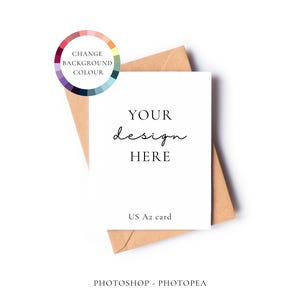 Minimal Portrait US A2 Greeting Card Mockup With Changeable Background Colour, PSD Mock Up With Smart Object Layer, Mock-up Download