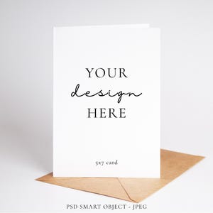 Minimal 5x7 Standing Portrait Greeting Card Mockup, PSD Mock Up With Smart Object Layer & JPEG Digital Mock-up Download