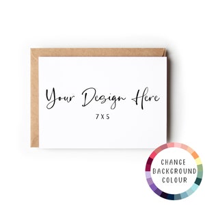 Minimale Landschaft 5x7 Grußkarte Mockup mit veränderbarer Hintergrundfarbe, PSD Mock Up mit Smart Objekt Layer, Mock-up Download