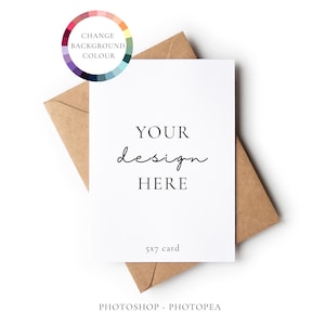 Minimal Portrait 5x7 Greeting Card Mockup With Changeable Background Colour, PSD Mock Up With Smart Object Layer, Mock-up Download
