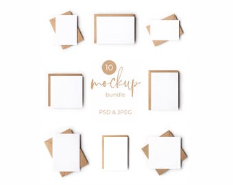 Minimal Greeting Card Mockup Bundle: 10 PSD & JPEG Mockups
