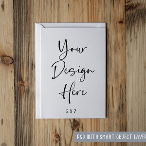 5x7 weiße Grußkarte Mockup, PSD mit Smart Object Layer, Geburtstagskarte digitales Mock-up, Dankeschön Mock Up, JPEG Sofortiger Download