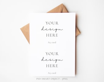 Minimal UK A5 Open Greeting Card Mockup Landscape, Display Message Inside Card, PSD Smart Object Layer, JPEG Digital Mock-up Download