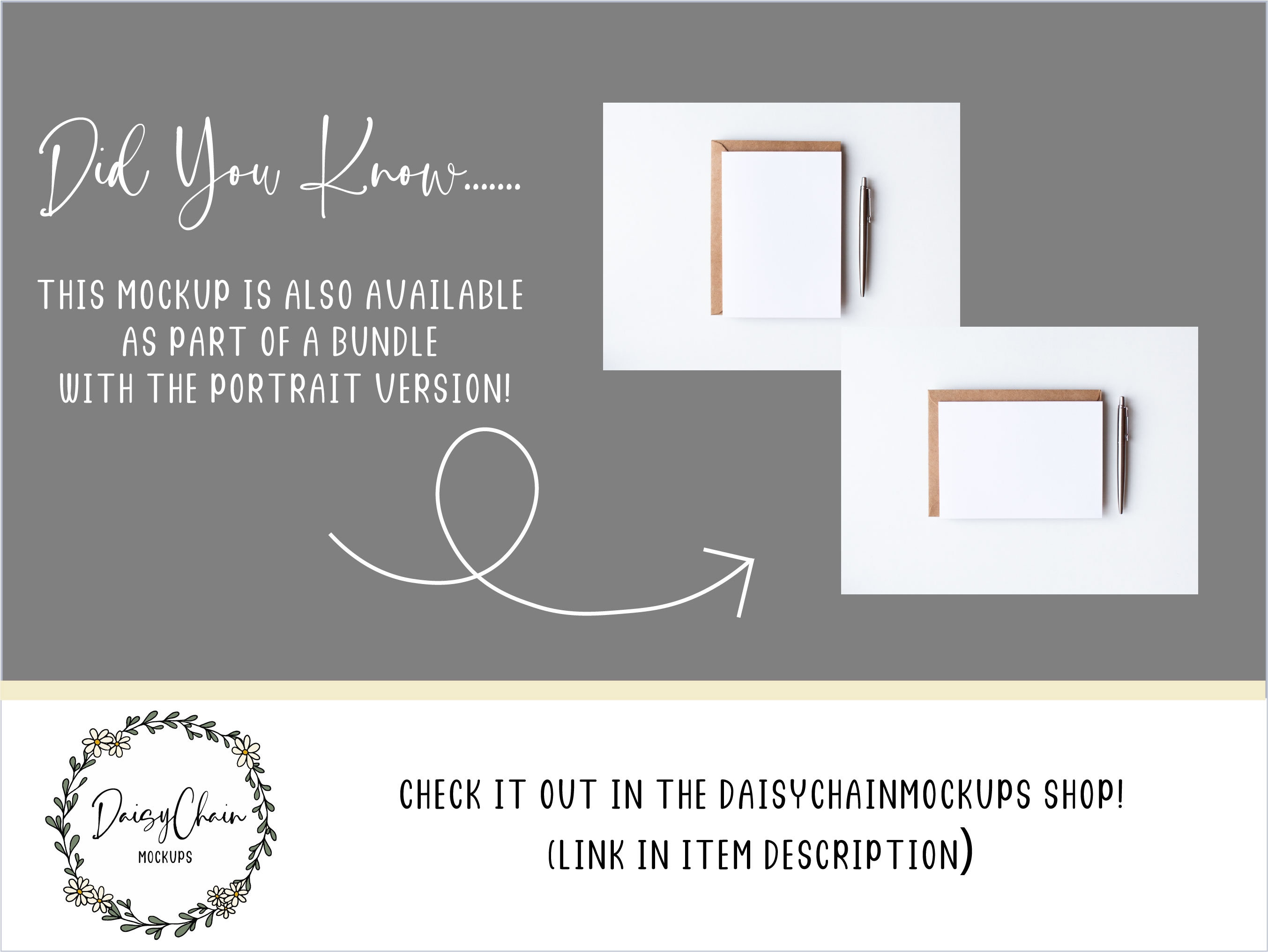 7x5 White Greeting Card Mockup With Kraft Envelope Modern
