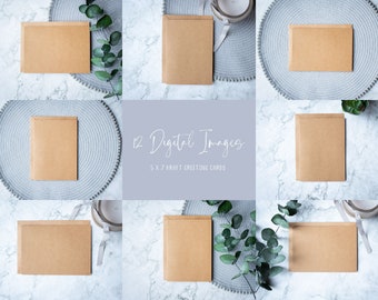 12 Kraft Greeting Card Mockups Kraft Envelope Digital Mock-up 5x7 Birthday Card Digital Mock Up Wedding Invitation Stationery JPEG Download