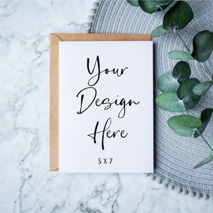 5x7 Biglietto d'auguri bianco Kraft Envelope Mockup Digitale Mock-up Birthday Card Mock Up Wedding Invitation Stationery Grazie JPEG Download