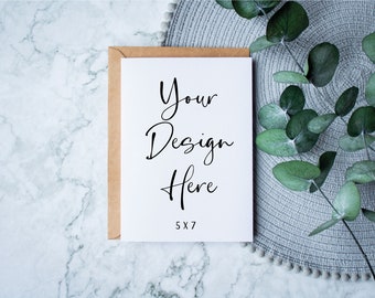 5x7 White Greeting Card Kraft Envelope Mockup Digital Mock-up Birthday Card Mock Up Wedding Invitation Stationery Thank You JPEG Download