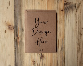 5x7 Kraft Greeting Card Kraft Envelope Mockup Digital Mock-up Birthday Card Mock Up Wedding Invitation Stationery Thank You JPEG Download