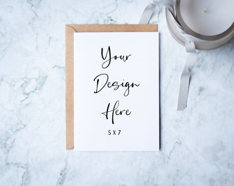 5x7 White Greeting Card Kraft Envelope Mockup Digital Mock-up Birthday Card Mock Up Wedding Invitation Stationery Thank You JPEG Download