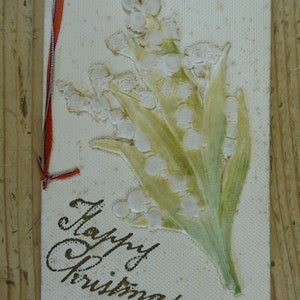 Erhabene Weihnachtskarte, WW1 Lily falls the Valley, signiert mit VGC