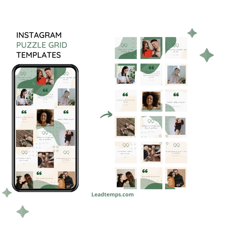 Instagram Puzzle Template 18 Grid Template Canva Instagram Etsy