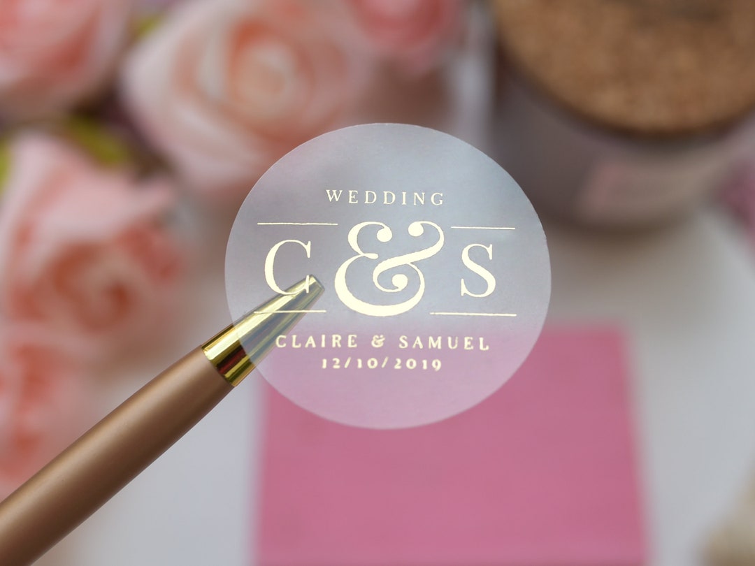 Wedding Transparent Stickers With Foil, Personalized, Wedding Seal Stickers, Envelope Seals With