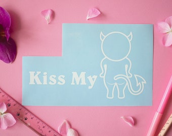 Kiss My Vinyl Car Decal, Kiss My Vinyl Car Sticker, Car Sticker, Devil