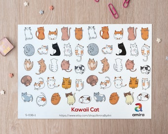 Kawaii Cat Stickers, Cat Stickers, Animal stickers, Planner Stickers, Checklist, Kids stickers, Cute Stickers, Scrapbook stickers