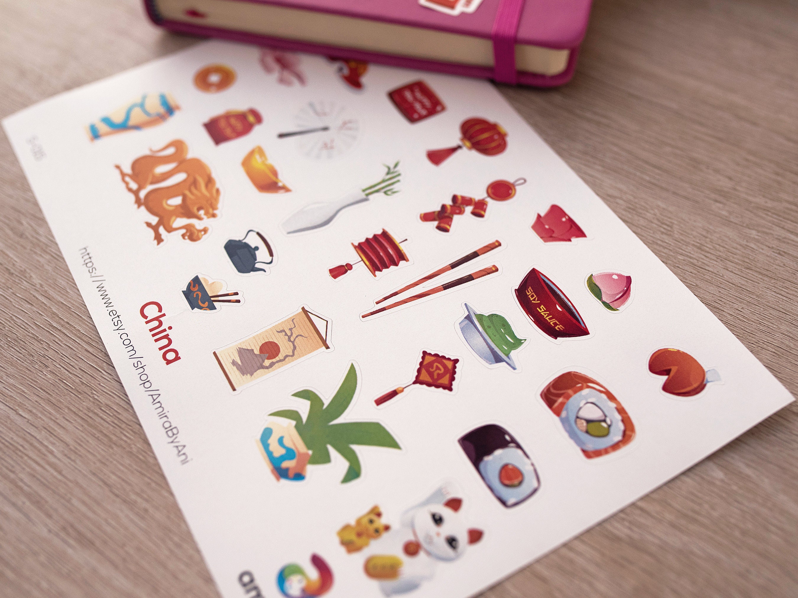 China Stickers, China Set Stickers, Planner, Checklist, Chinese ...