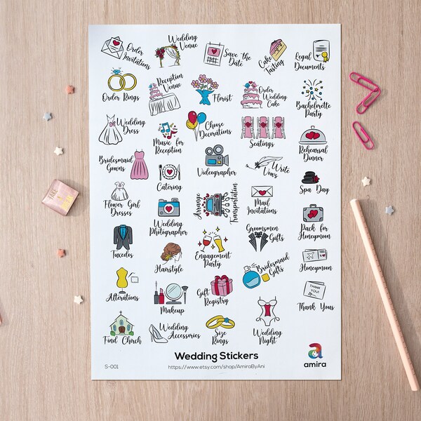 Wedding Scrapbook Stickers Etsy