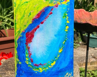 Under the Sea, Abstract Acrylic Painting, 5 x 7 inches, Original on Canvas Board