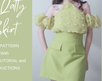 The Qatty Skirt Pattern sewing/ instant download pdf pattern size XS-2XL