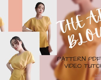 The Aizy Blouse pattern for sewing , sewing with pattern, instand download, printable pattern.