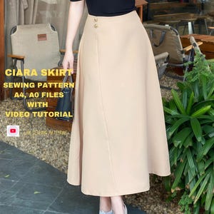 A-Line  Skirt PDF Sewing Pattern | High Waist, XS-4XL (Instant Download)