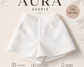 High Waist Linen Shorts Sewing Pattern | Side Pockets (PDF Pattern)/ XS-4XL/ Instant Download