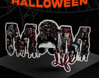 Scary Movie Mom Life Vinyl Sticker, Horror Character Mom Decal, Gift for Horror Movie Lover, Laptop Decoration