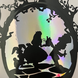 Holographic Layered Alice in Wonderland Decal, Vinyl Sticker, Psychedelic Laptop Decal, Wonderland Gift, Cute Sticker