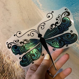 Vinyl Decal Dragonfly Sticker, Holographic Backing, Weatherproof Decal, Yeti Tumbler Decal, Phone Decal, Cute Gift