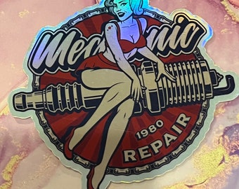 Pin Up Girl Garage Stickers, Rockabilly Decals, 40's Girls Decal, Retro Sticker Set, Vintage Decor
