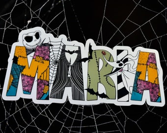 Nightmare Before Christmas Font inspired Personalized Name Sticker, Custom Name Decal, Personalized Sticker, Halloween Name Label