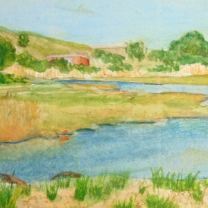 Custom Landscape Painting, Commission Landscape Watercolor, Landscape Wall Art, Watercolor of House, Beach, Nature