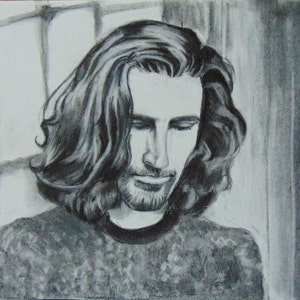 Hozier Original Charcoal Portrait Drawing, Hozier Art Print, Hozier Fan Art, Celebrity Portrait Gift for Fans, Hozier Merch