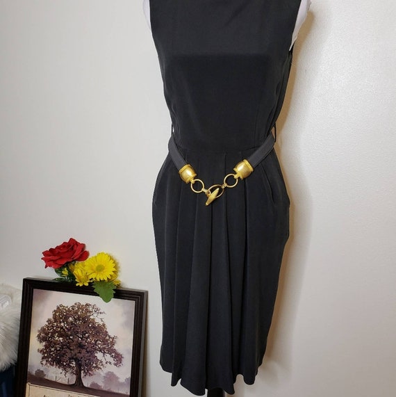 Vintage Dana Buchman LBD Black Wrap Dress Silk