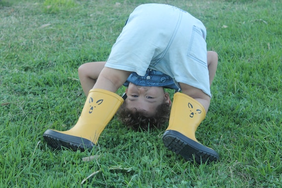 Kids Wellington Boots Mustard Waterproof Rubber Rain Boots Mud Boots Youth Waterproof Galoshes Childrens Gardening Gumboots Etsy UK