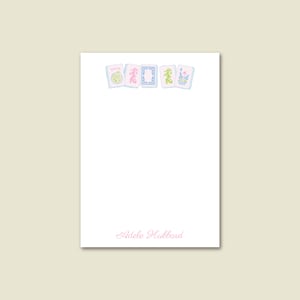 Personalized Mah Jongg Notepad, Pastel Pink MahJong Tiles, Mah Jong Gift
