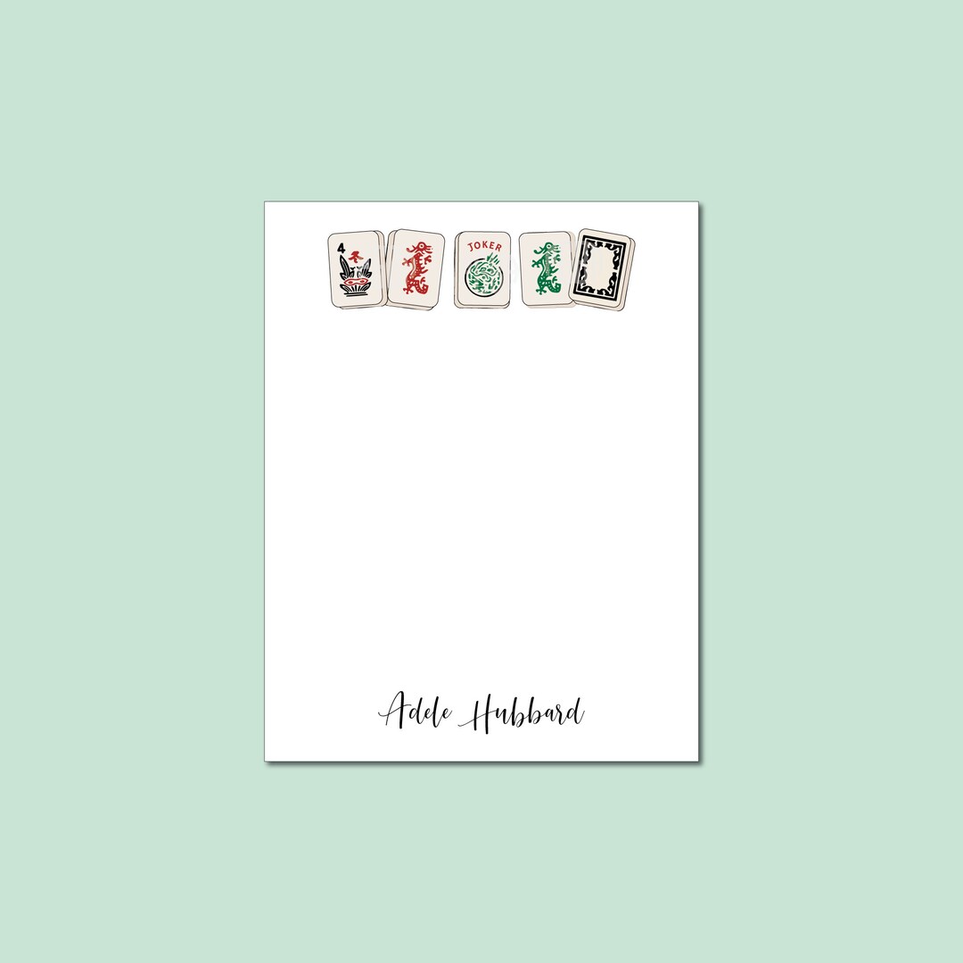 Mah Jongg Notepad, Traditional Mahjong Tiles, Personalized Notepad, Mah ...