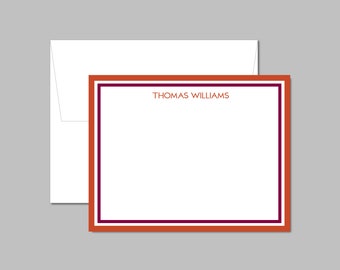 Maroon and Orange Personalized Notecard, Stationery Set for Graduation Gifts