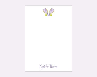 Personalized Pickleball Notepad, Purple Paddle Design