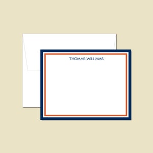Navy and Orange Personalized Notecard, Stationery Set, Graduation Gifts